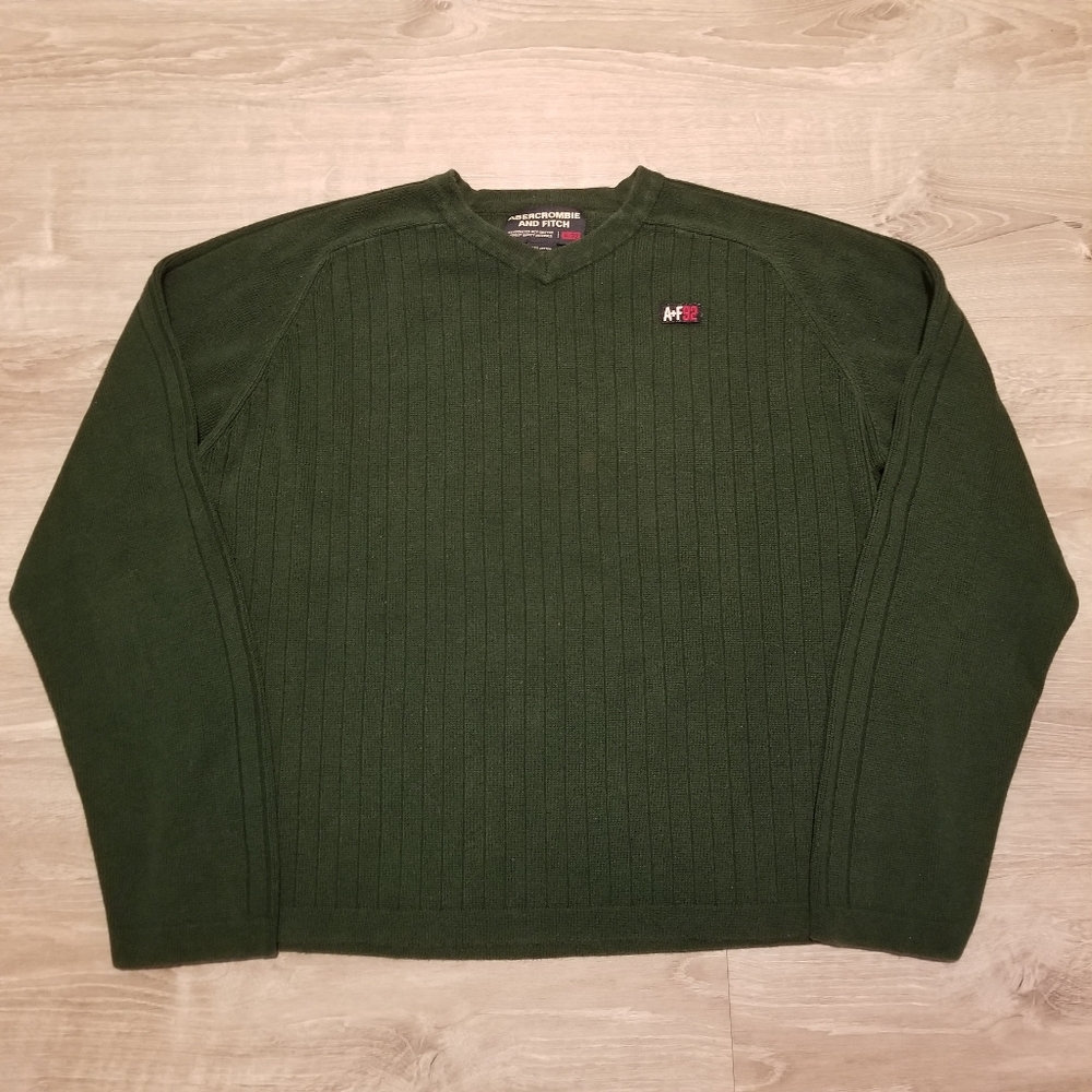 Abercrombie & Fitch A92 Men’s Y2K Ribbed Knit Sweater Green Pullover Size XL